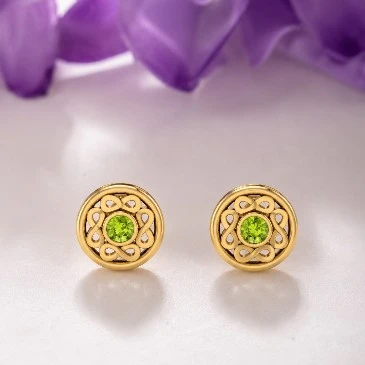 Infinity Gold Plated Peridot Studs Earrings