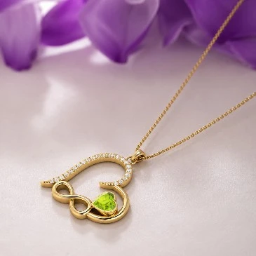 Peridot Gold Plated Infinity Heart Pendant