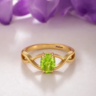 Gold Plated Oval-Cut Peridot Infinity Twisted Ring