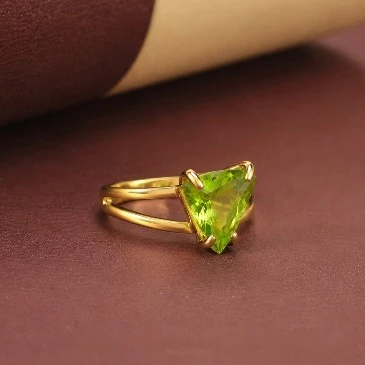 Trillion Curved Peridot Gold Filled Ring