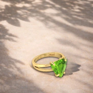 Trillion Curved Peridot Ring For Men