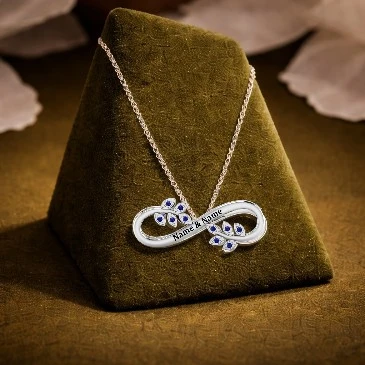Personalised Name Lab Created Blue Sapphire Infinity Sterling Silver Necklace