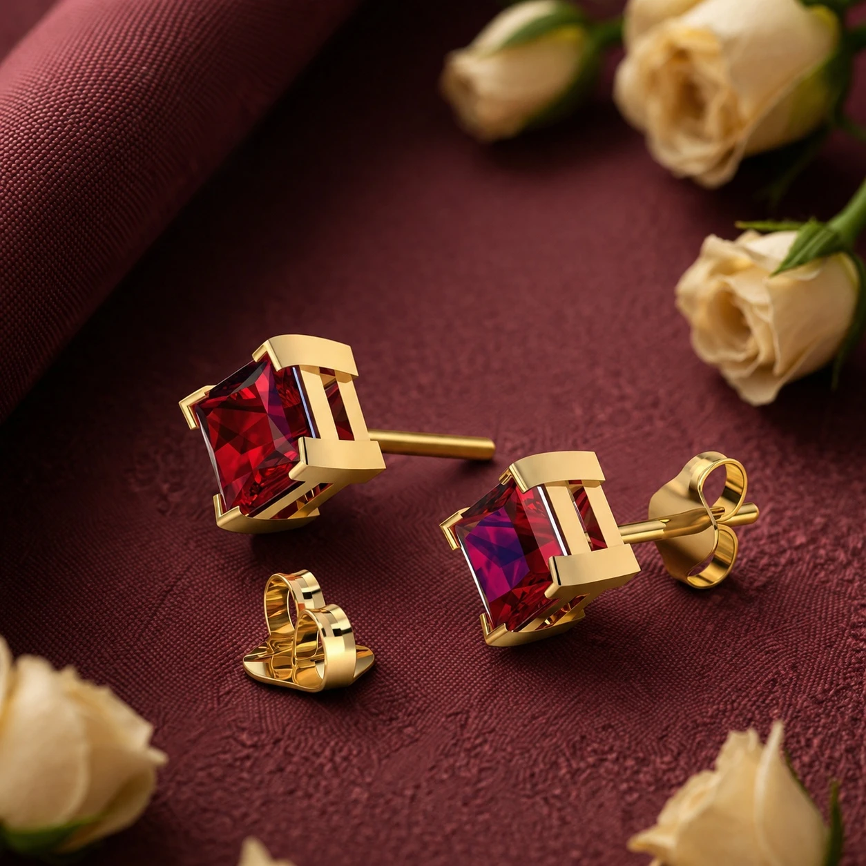 princess-cut-garnet-stud-earrings
