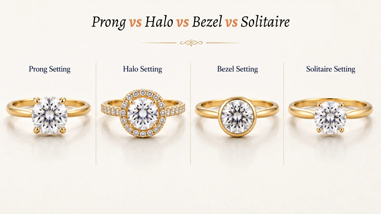 Prong vs Halo vs Bezel vs Solitaire