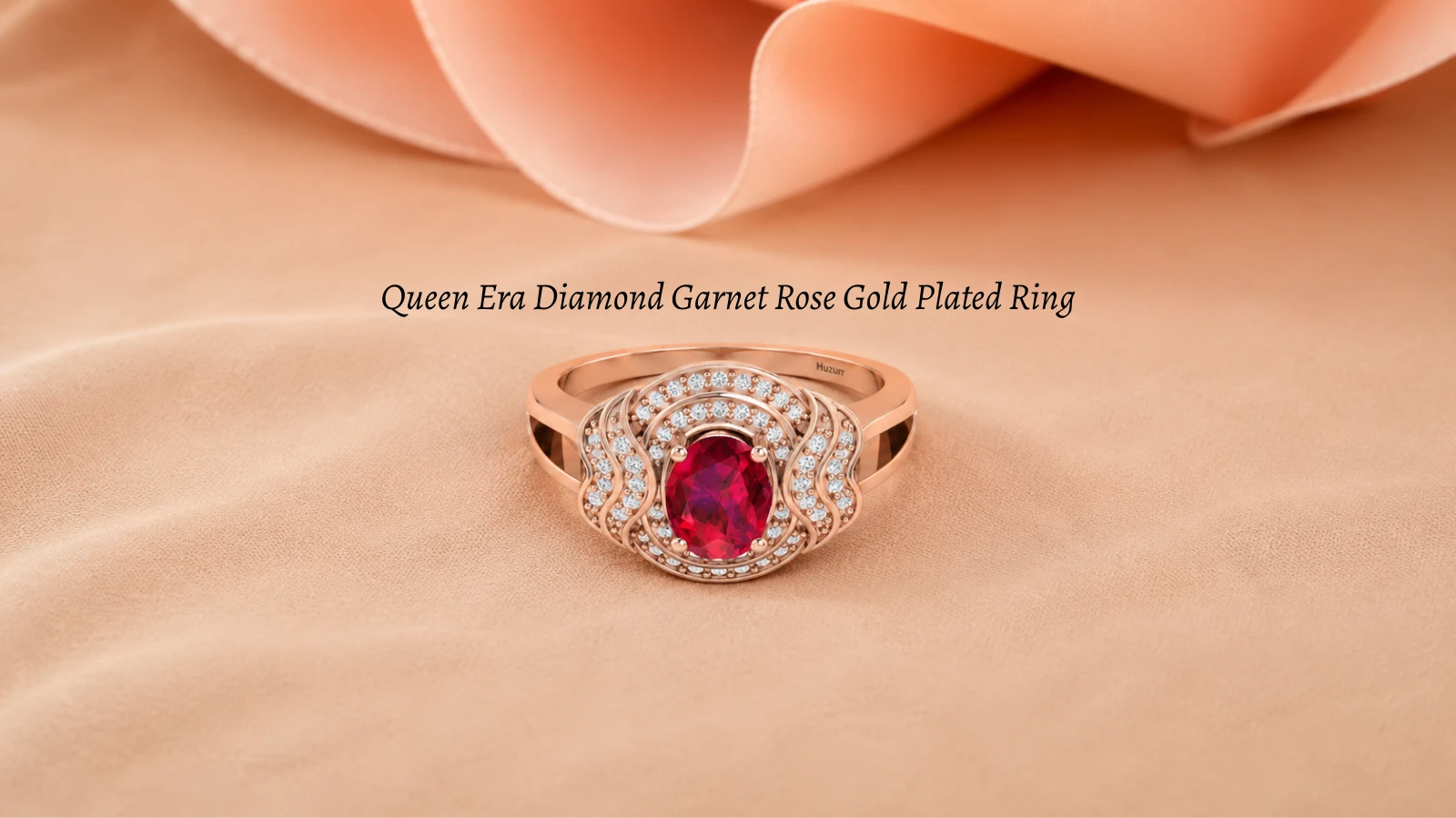 Queen era diamond garnet rose gold plated ring