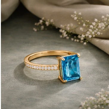Radiant-Cut Blue Diamond Solitaire Ring