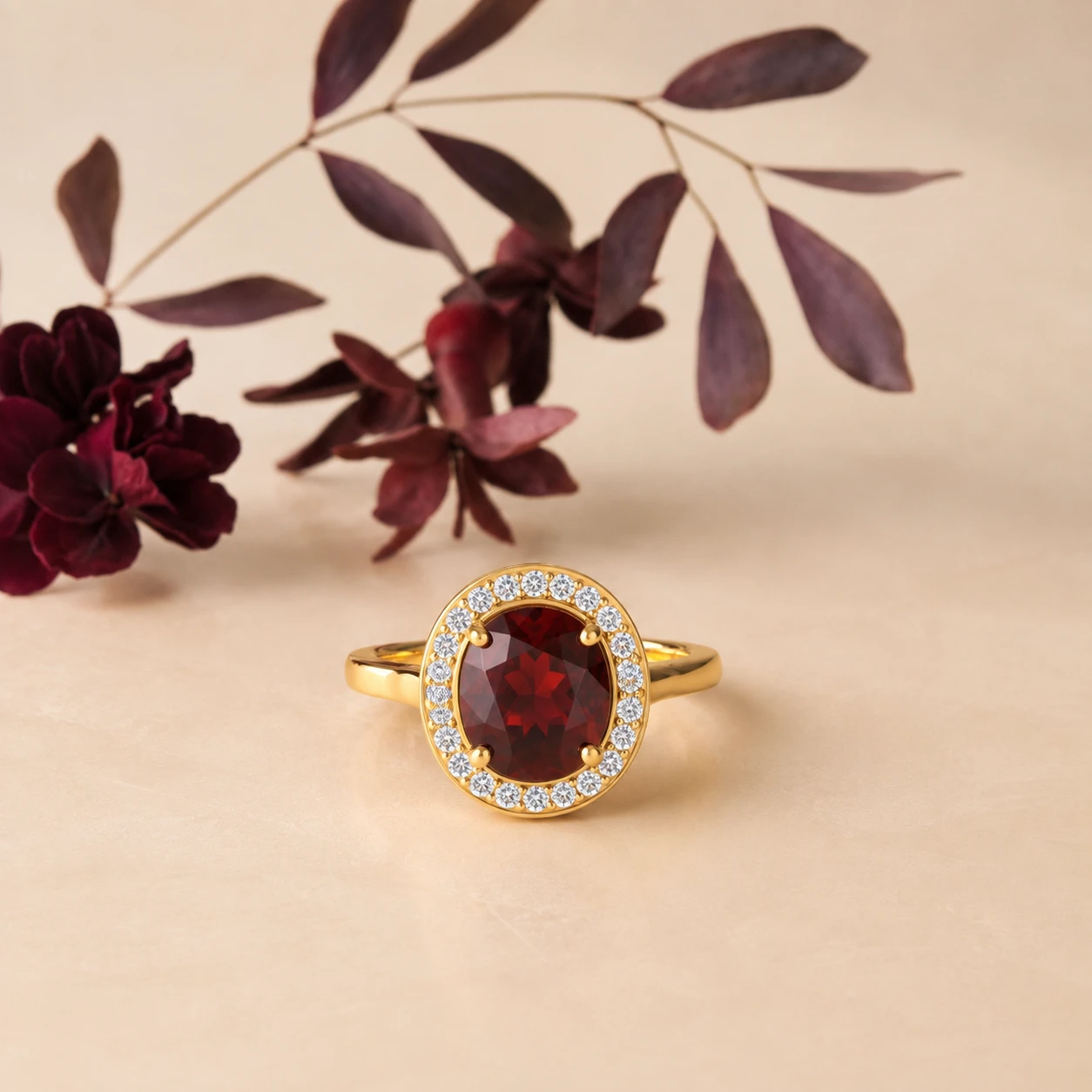 red-garnet-halo-gold-plated-ring