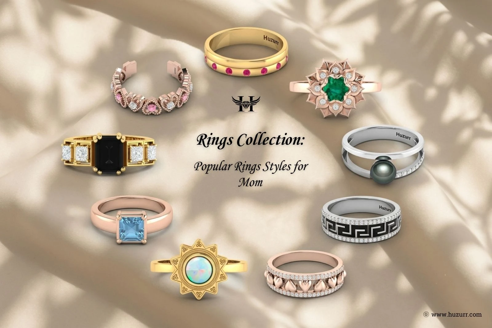 Gemstone ring, lab-grown diamond eternity band, stackable birthstone rings, and statement bands from the popular rings collection for mom