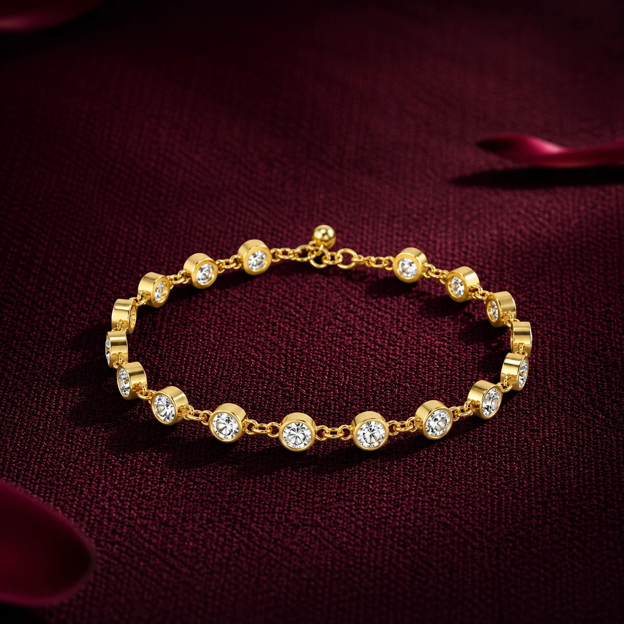 Round Diamond Chain Bracelet For April Born