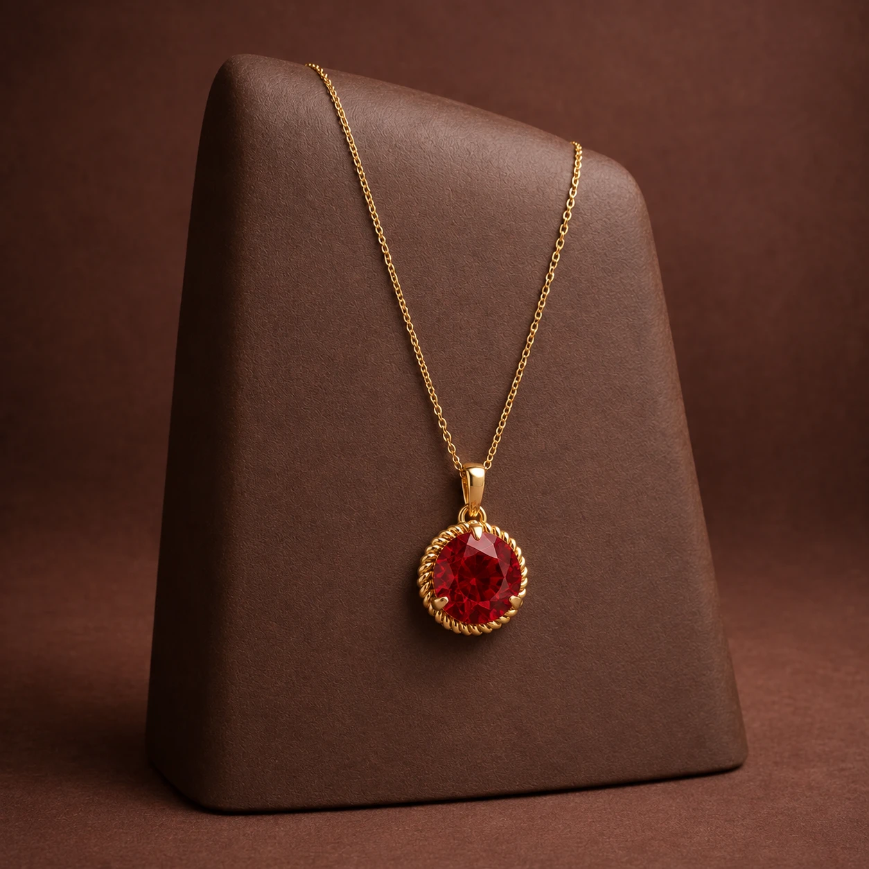 Round Garnet Victorian Solitaire Pendant