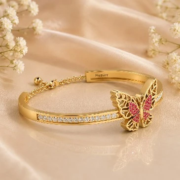 Gold Filled Ruby Butterfly Bracelet