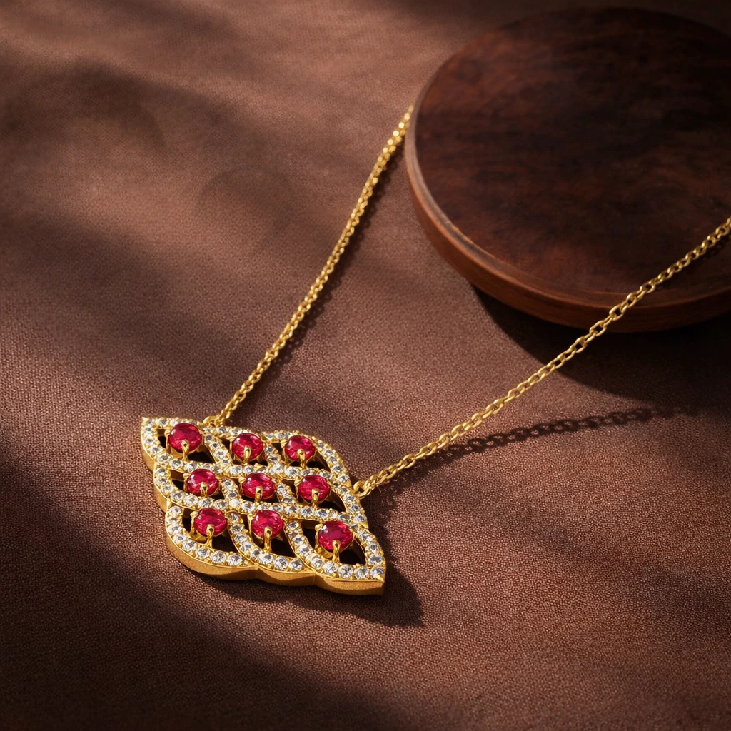 Ruby And Diamond Infinity Pendant
