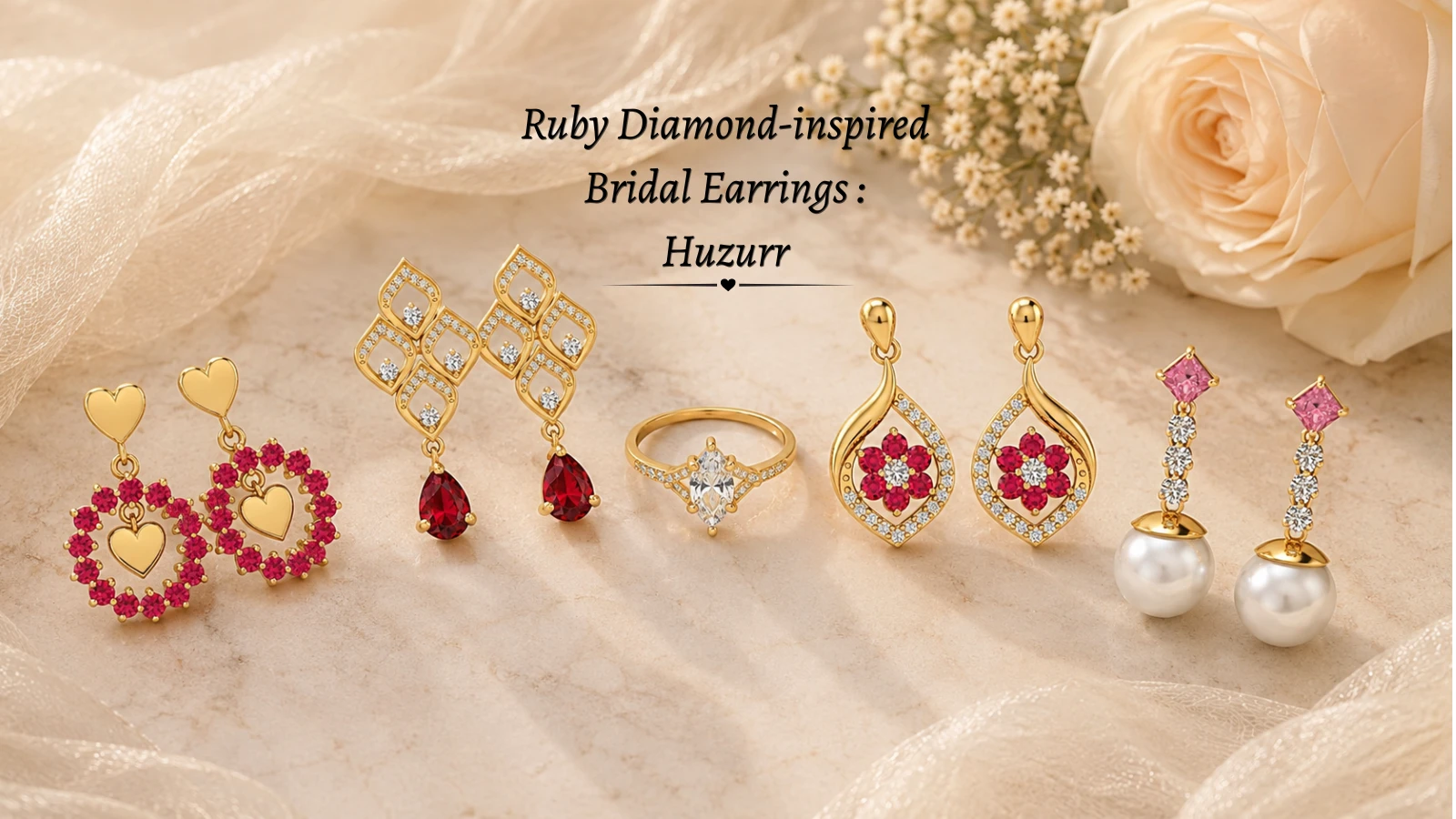 Ruby Diamond-inspired Bridal Earrings : Huzurr