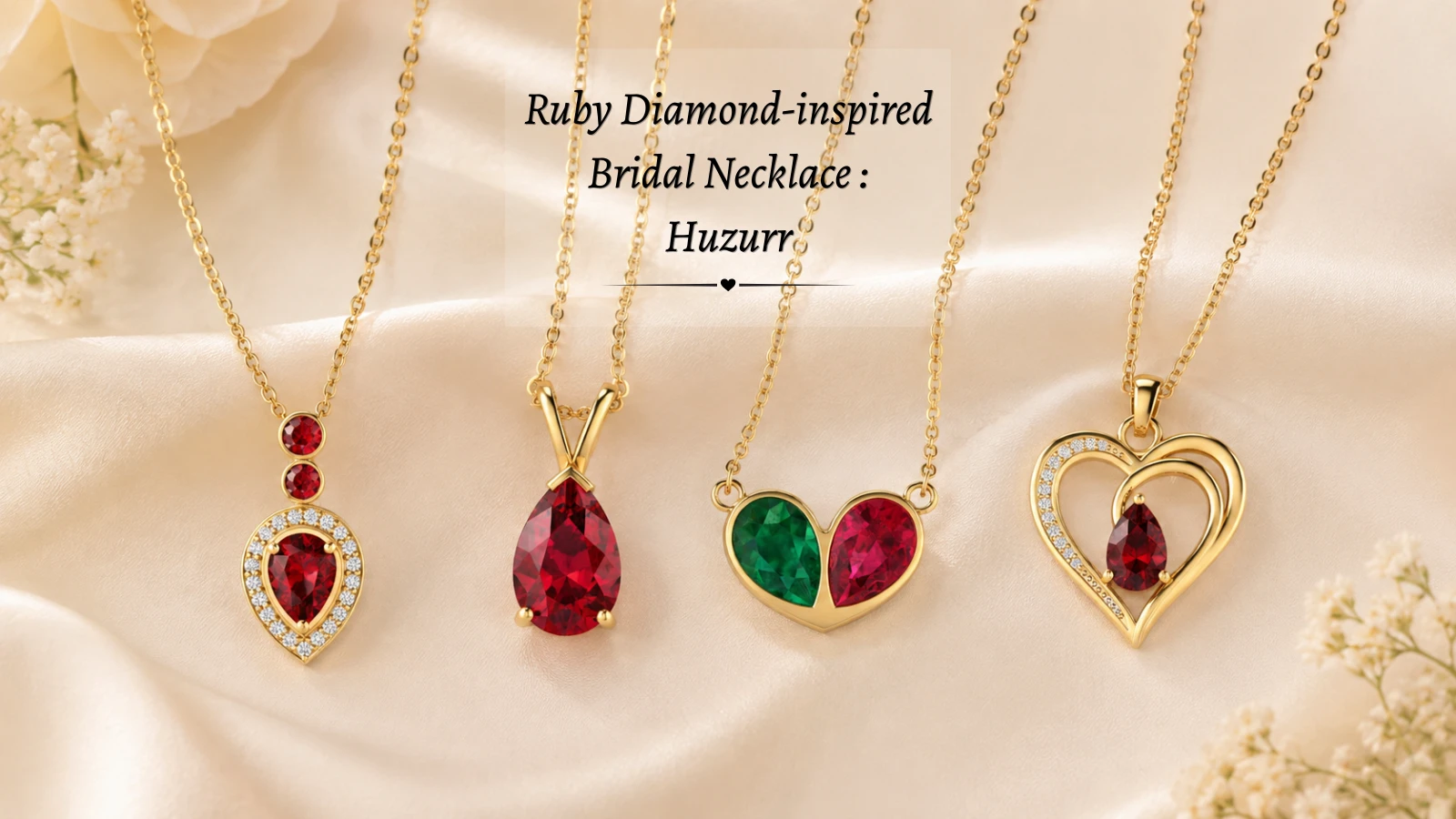 Ruby Diamond-inspired Bridal Necklace : Huzurr