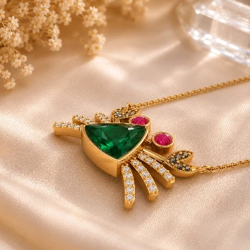 Emerald and Ruby Crab Pendant