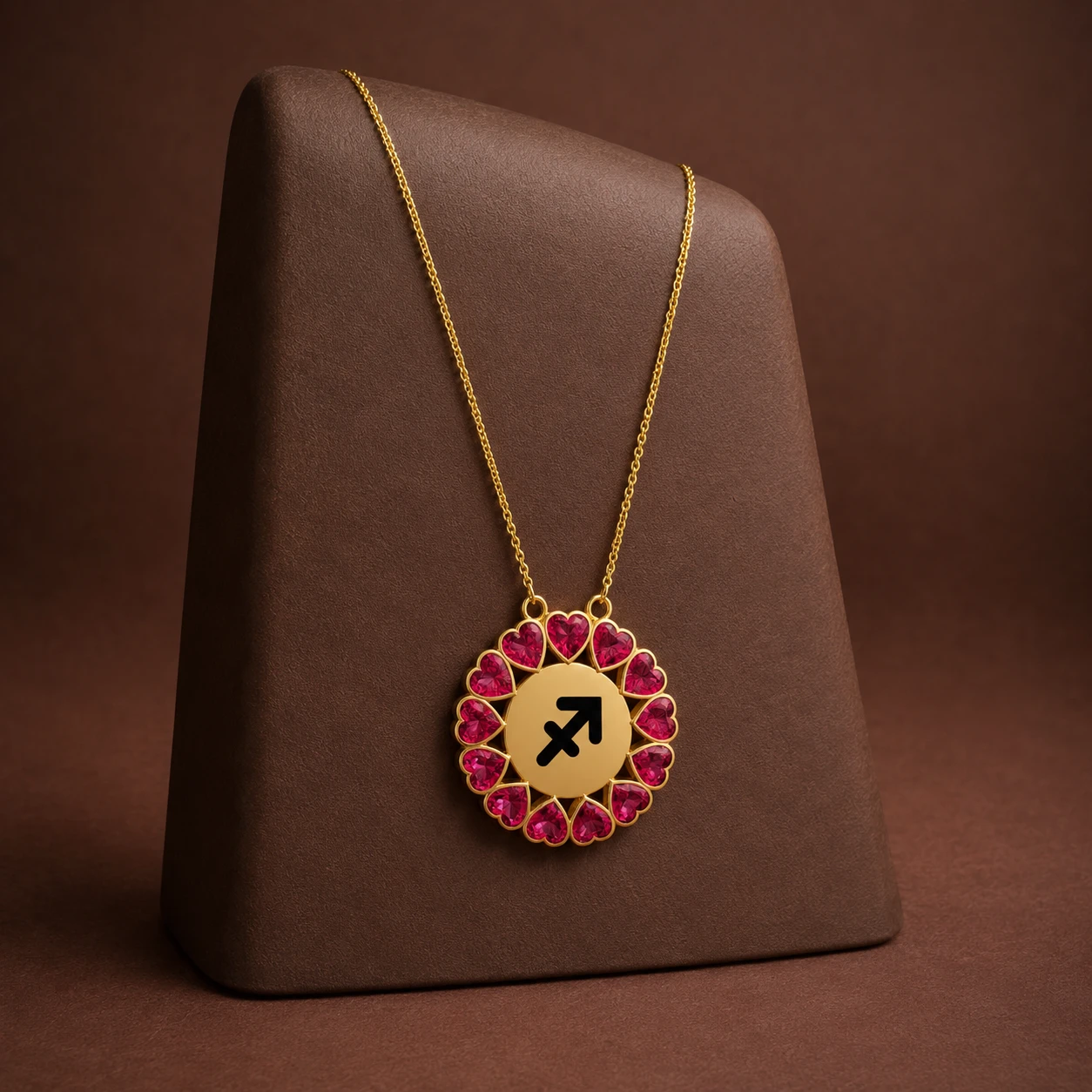 Sagittarius Sign Heart Cut Ruby Pendant