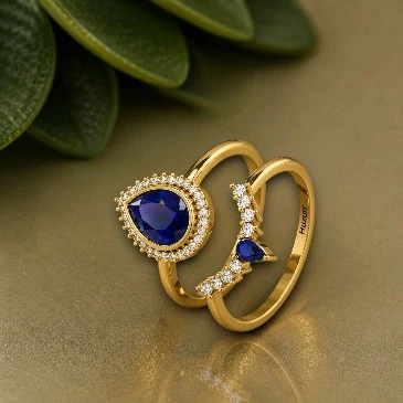 September Birthstone Blue Crown Ring Set For Mom