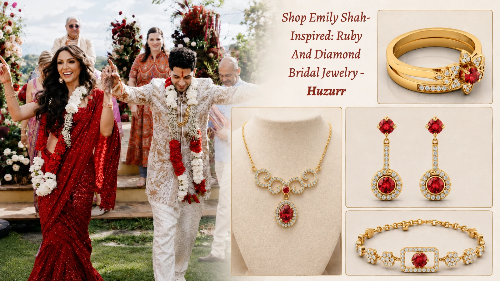 Shop Emily Shah-Inspired: Ruby And Diamond Bridal Jewelry - Huzurr