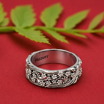 Stylish Flower Sterling Silver Band Ring