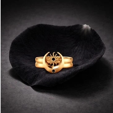Sun And Moon Band Black Diamond Ring