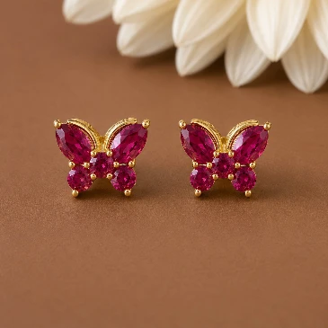 Swallowtail Butterfly ruby Stud Earrings