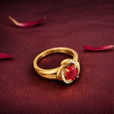 Swirl Oval Ruby And Diamond Halo Ring