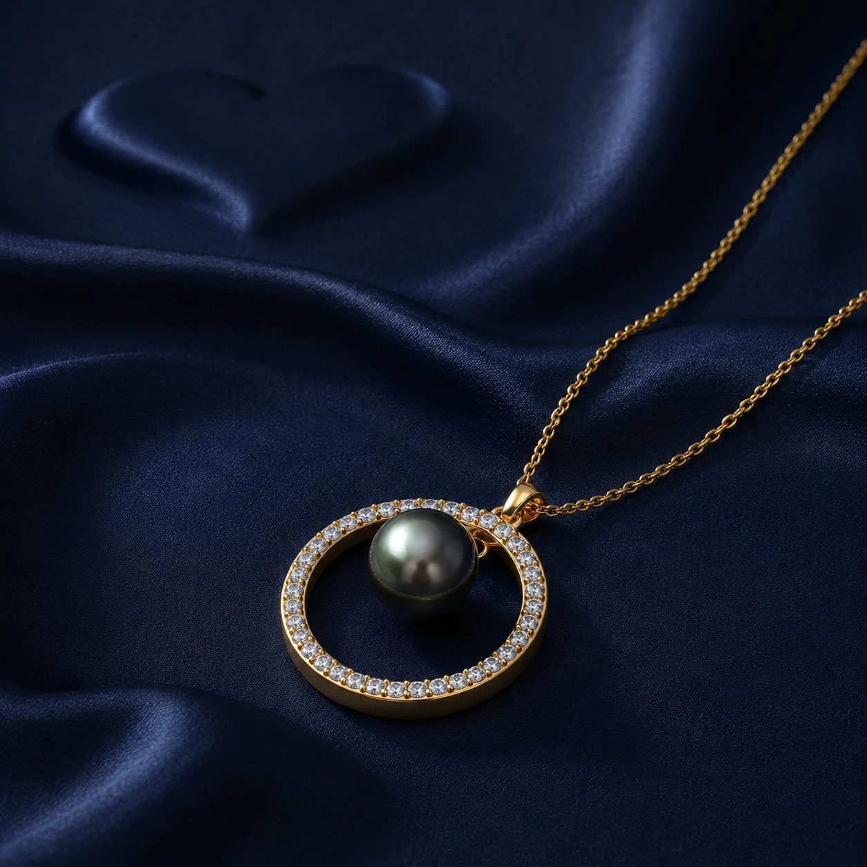 Tahitian Pearl And Diamond Drop Halo Circle Pendant