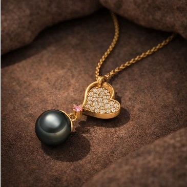 Tahitian Pearl And Morganite Gold Filled Heart Pendant