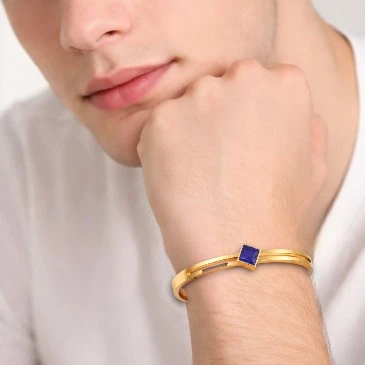 Princess-Cut Tanzanite Handcuff Bracelet For Men