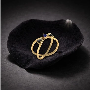 Tanzanite And Black Diamond Solitaire Ring                                           