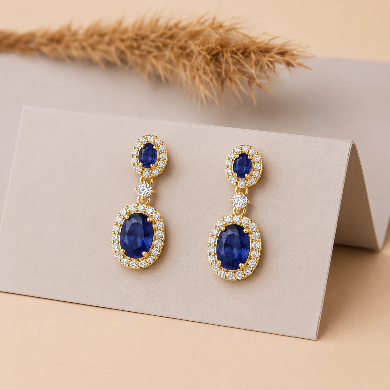 tanzanite-dangle-diamond-halo-earrings