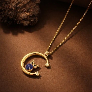 Tanzanite Moonlight Owl Pendant
