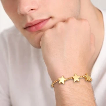 Three Star Charms Chain Bracelet For Men