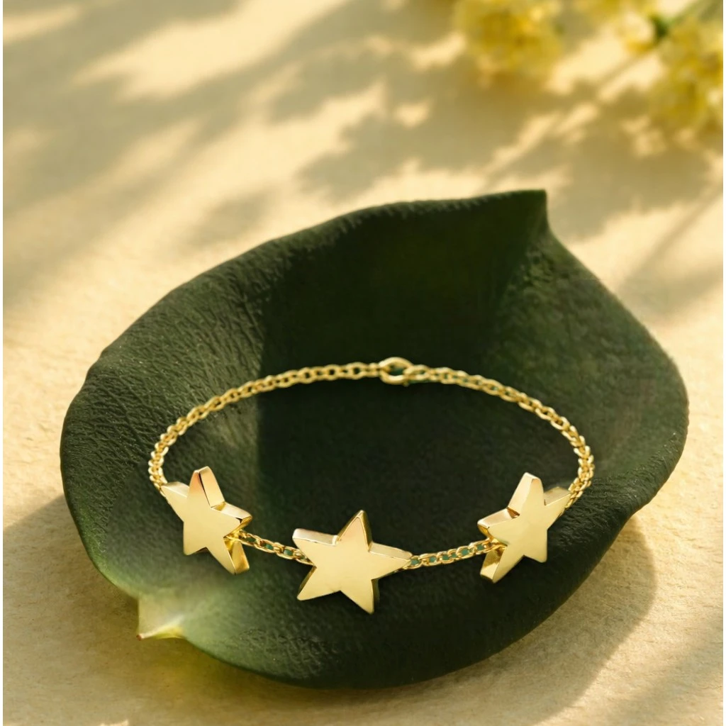 Three Star Charms Chain Bracelet For Men