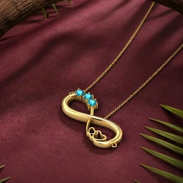 Blue Diamond Gold Plated Infinity Heart Pendant