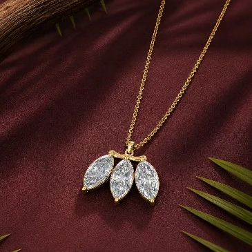 Three Marquise Stone Gold Plated Necklace