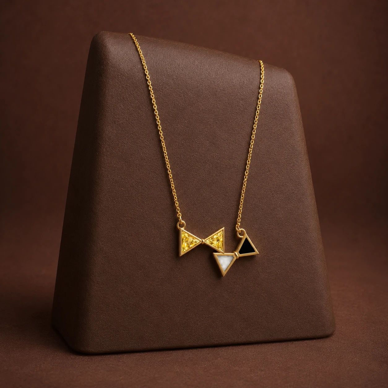 Triangle Citrine Enamel Bow Pendant