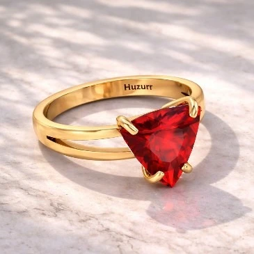 Trillion Curved Garnet Gold Filled Ring