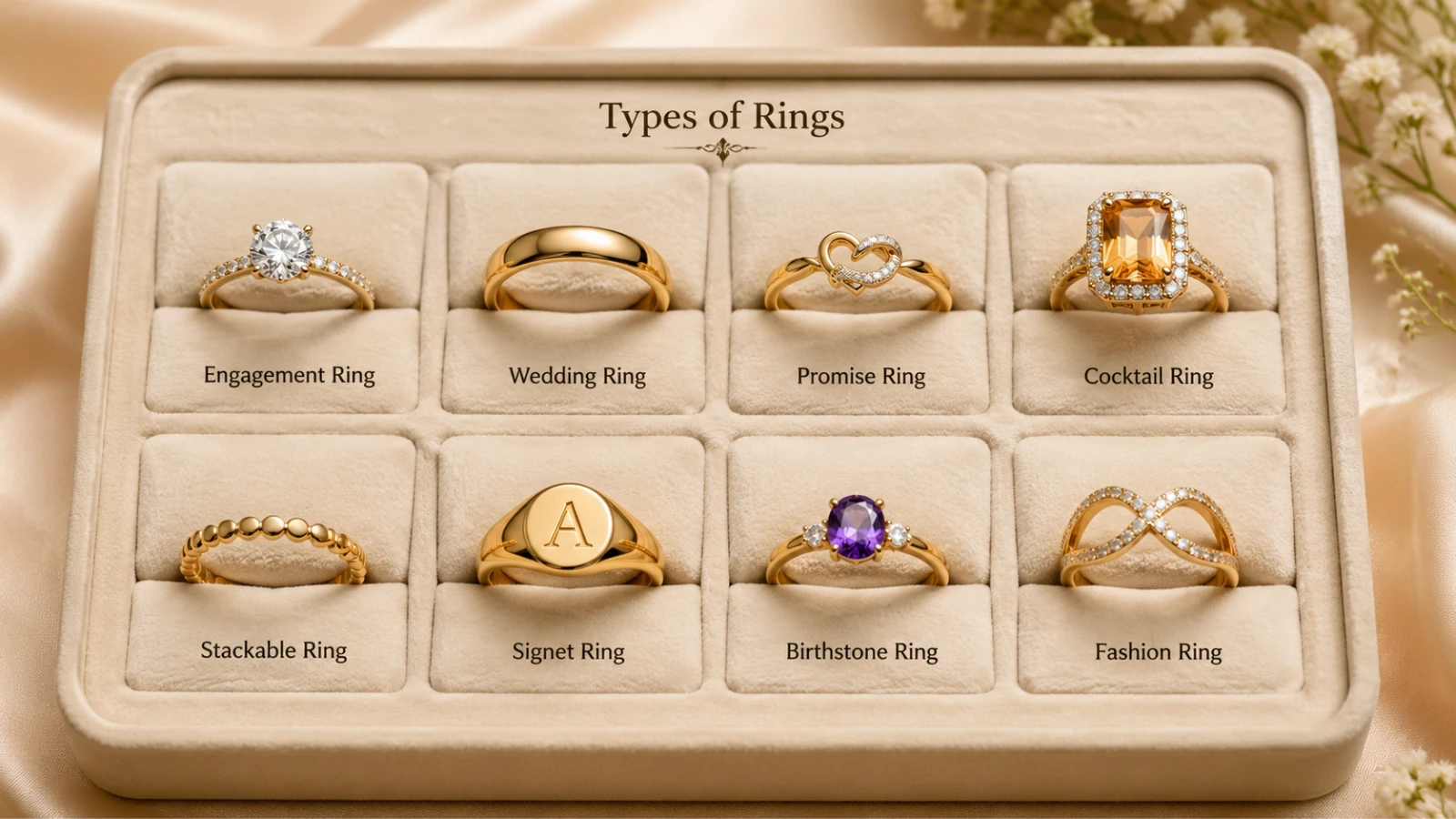 Types of rings engagement wedding promise cocktail stackable signet birthstone fashion ring