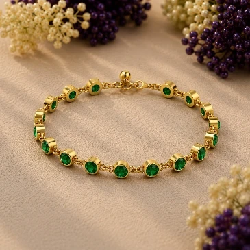 emerald chain bracelet in gold plating