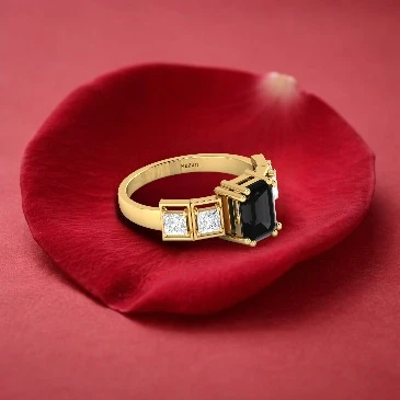 White & Black Diamond Solitaire Ring