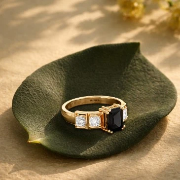 White & Black Diamond Solitaire Ring For Men