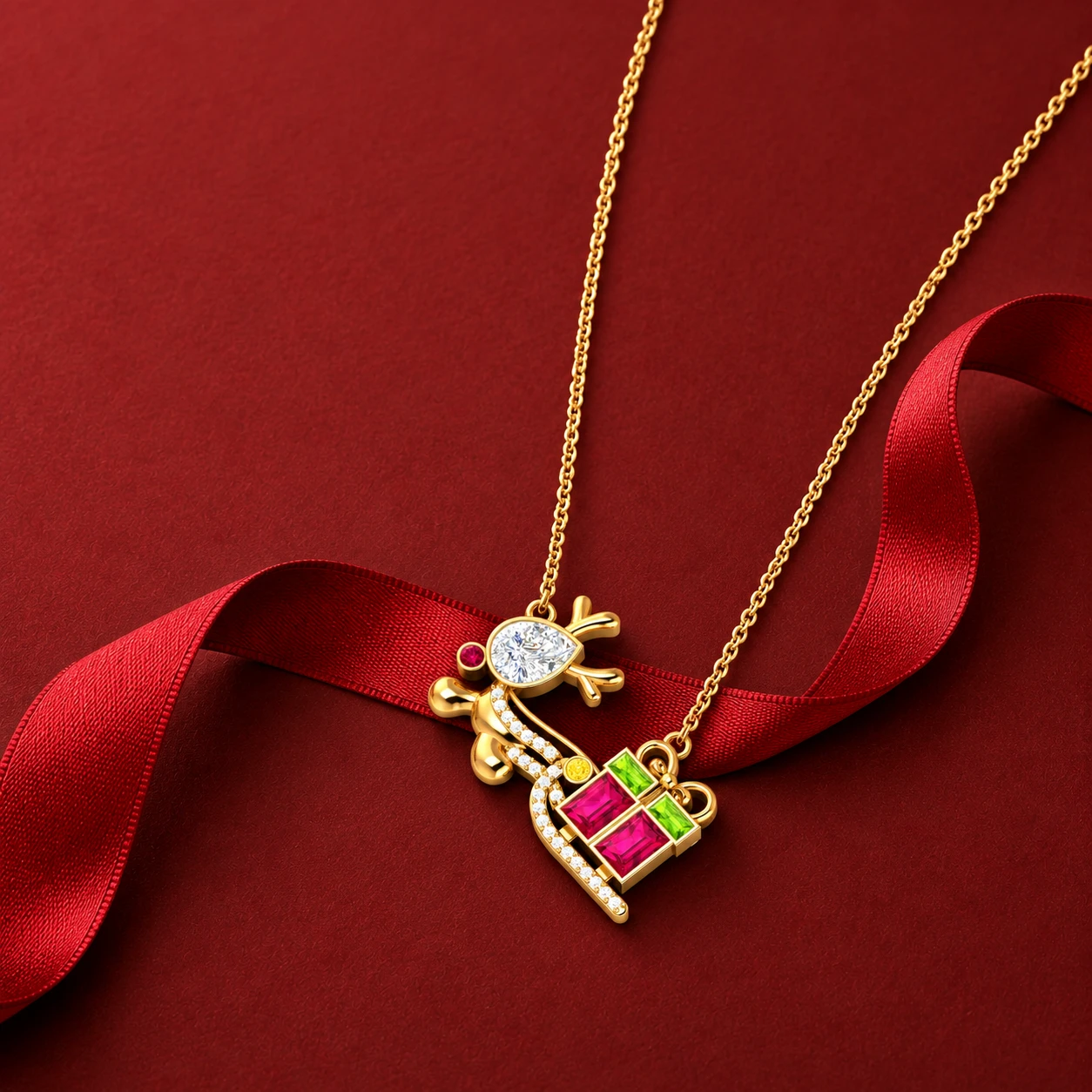 santa-deer-seigh-theme-necklace