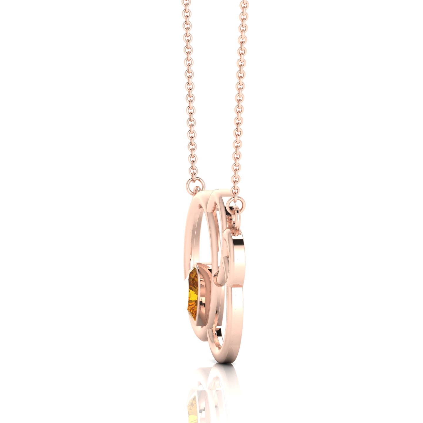 Heart-Cut Coffee Diamond Rose Gold Plated Open Circles Pendant