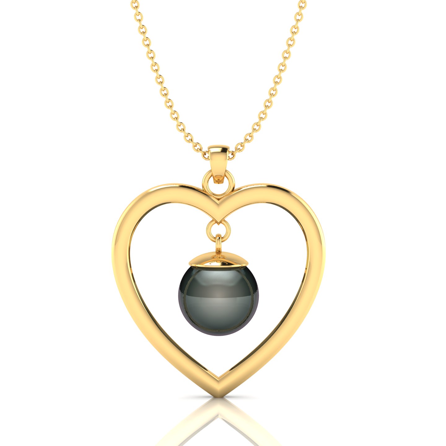 Floating Tahitian Pearl Gold Filled Heart Pendant