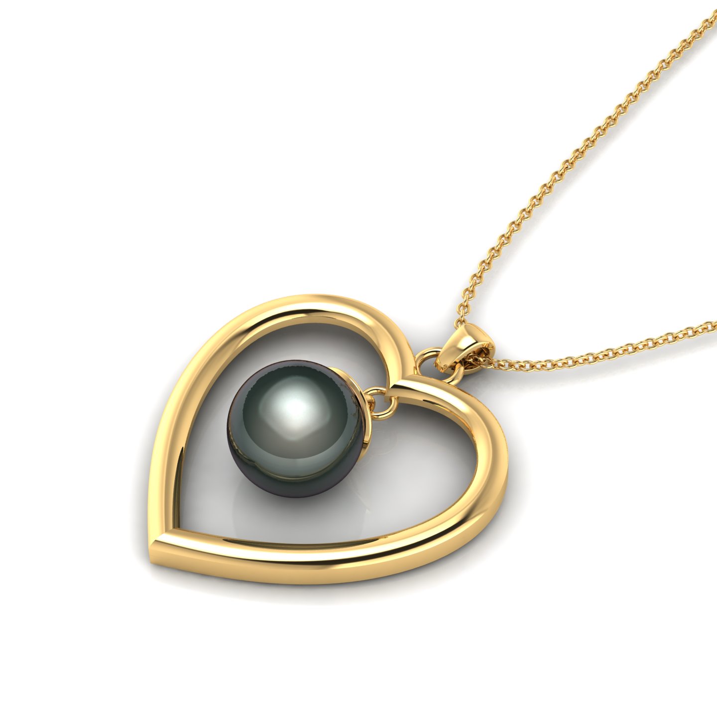 Floating Tahitian Pearl Gold Filled Heart Pendant